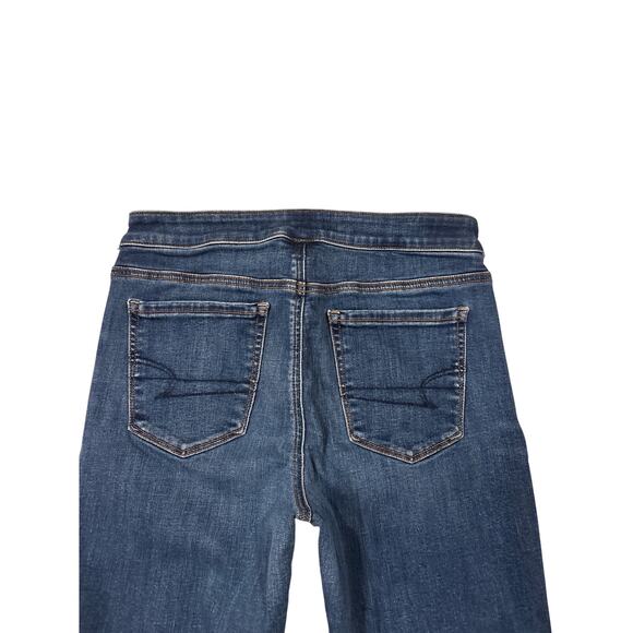 American Eagle Jeans Women 8 Short Blue High Rise Skinny Kick Stretch Distressed - Picture 3 of 10